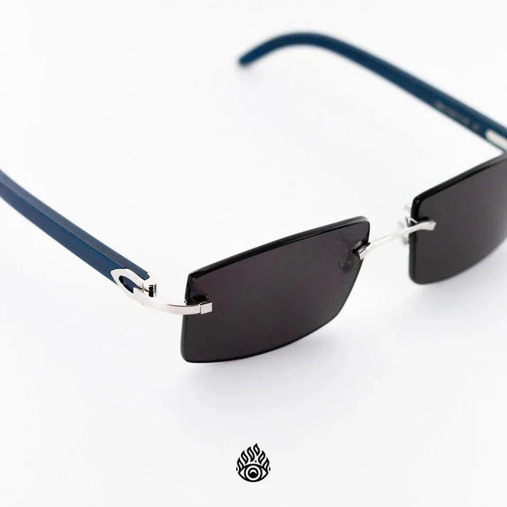 Cartier Blue Wood Glasses with Platinum Detail