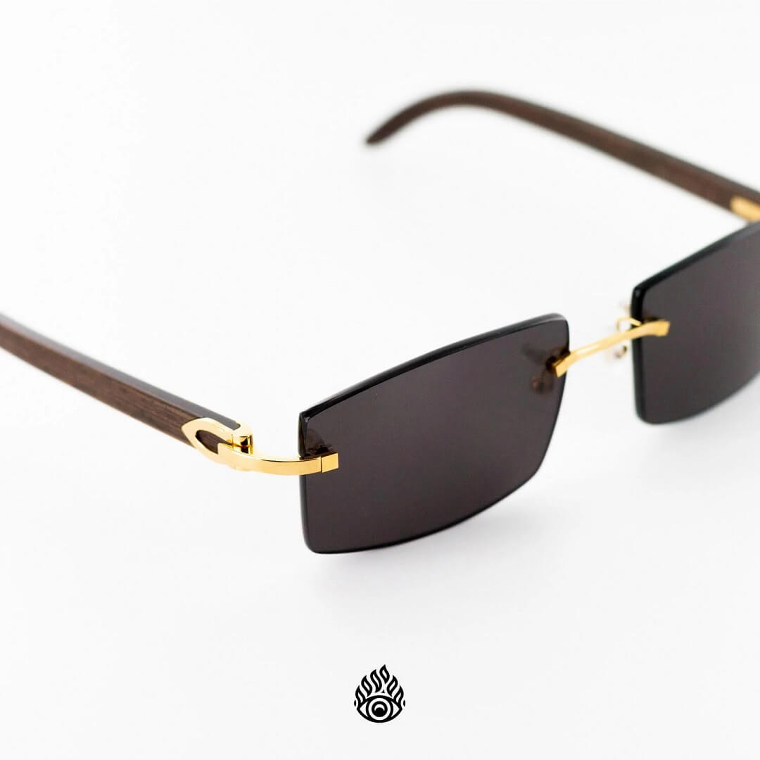 Cartier Dark Wood Glasses with Gold Detail