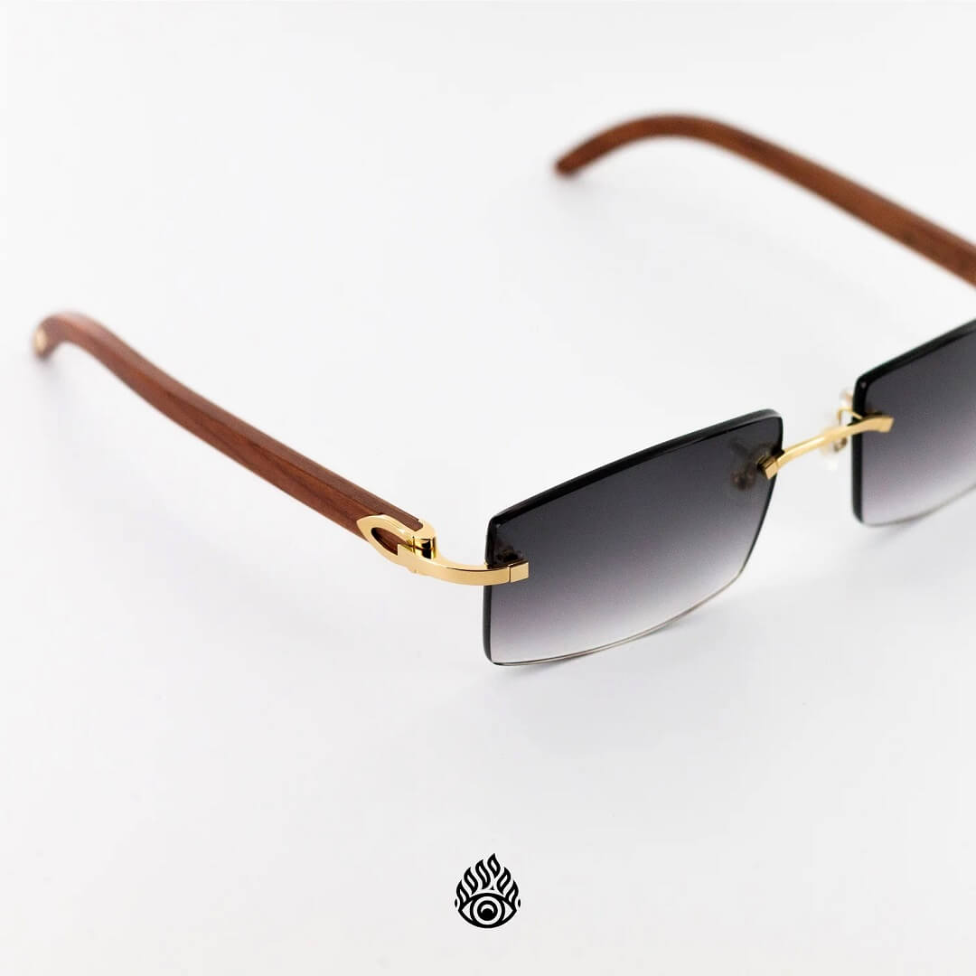 Cartier Light Wood Glasses with Gold Detil