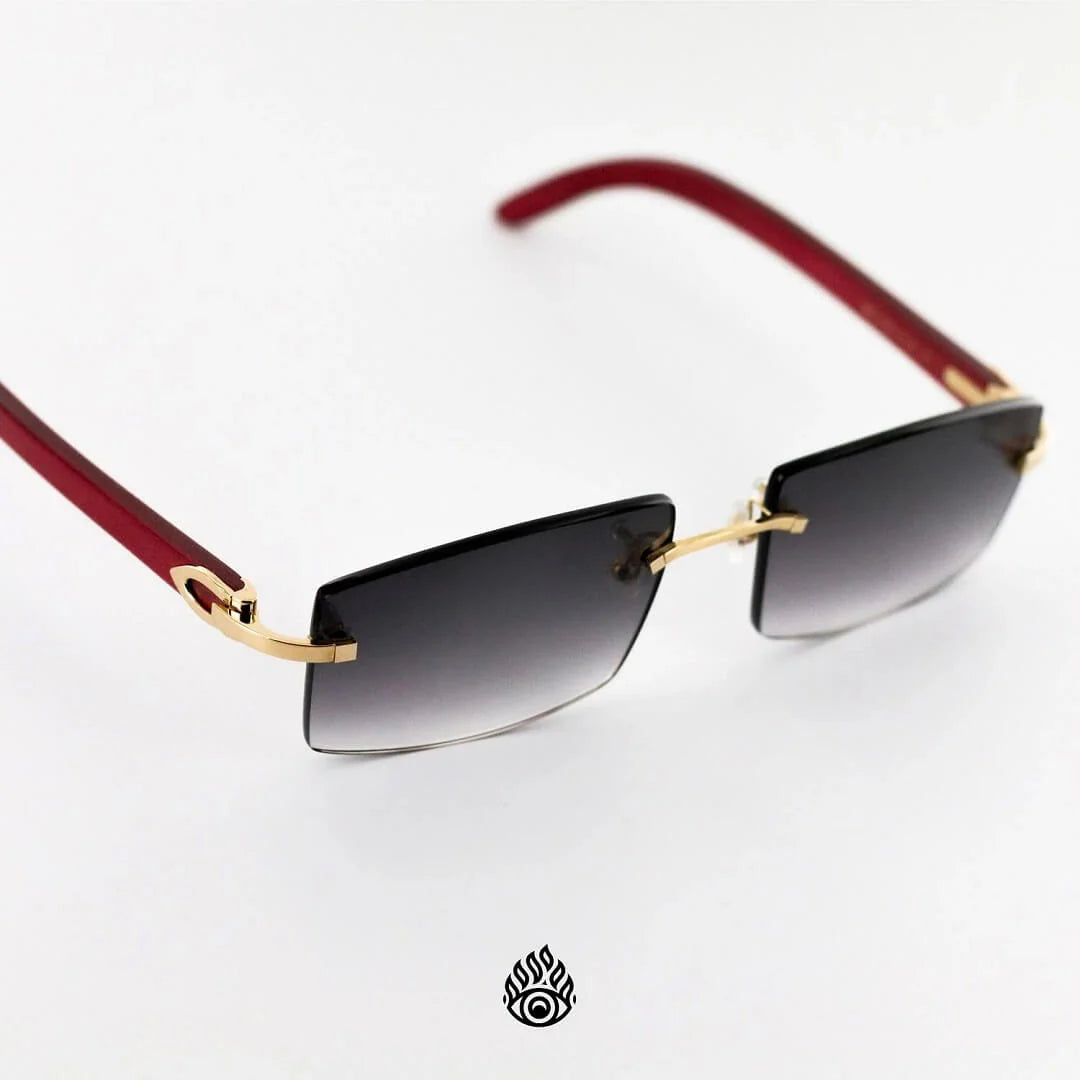Cartier Red Wood Glasses with Gold Detail